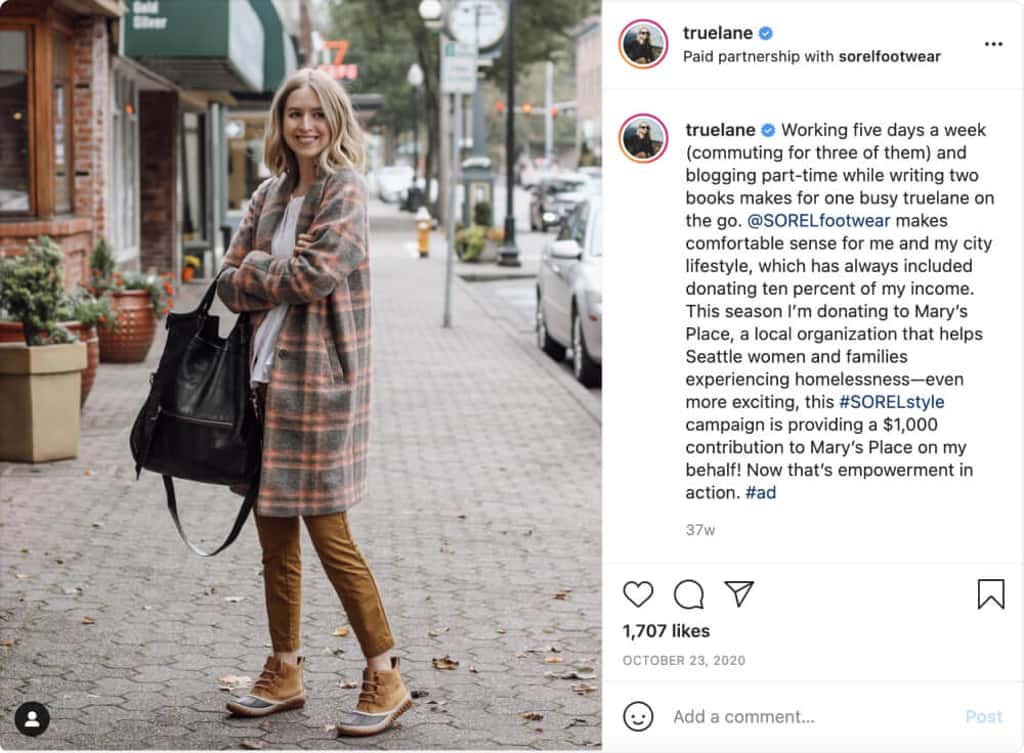 branded post on instagram