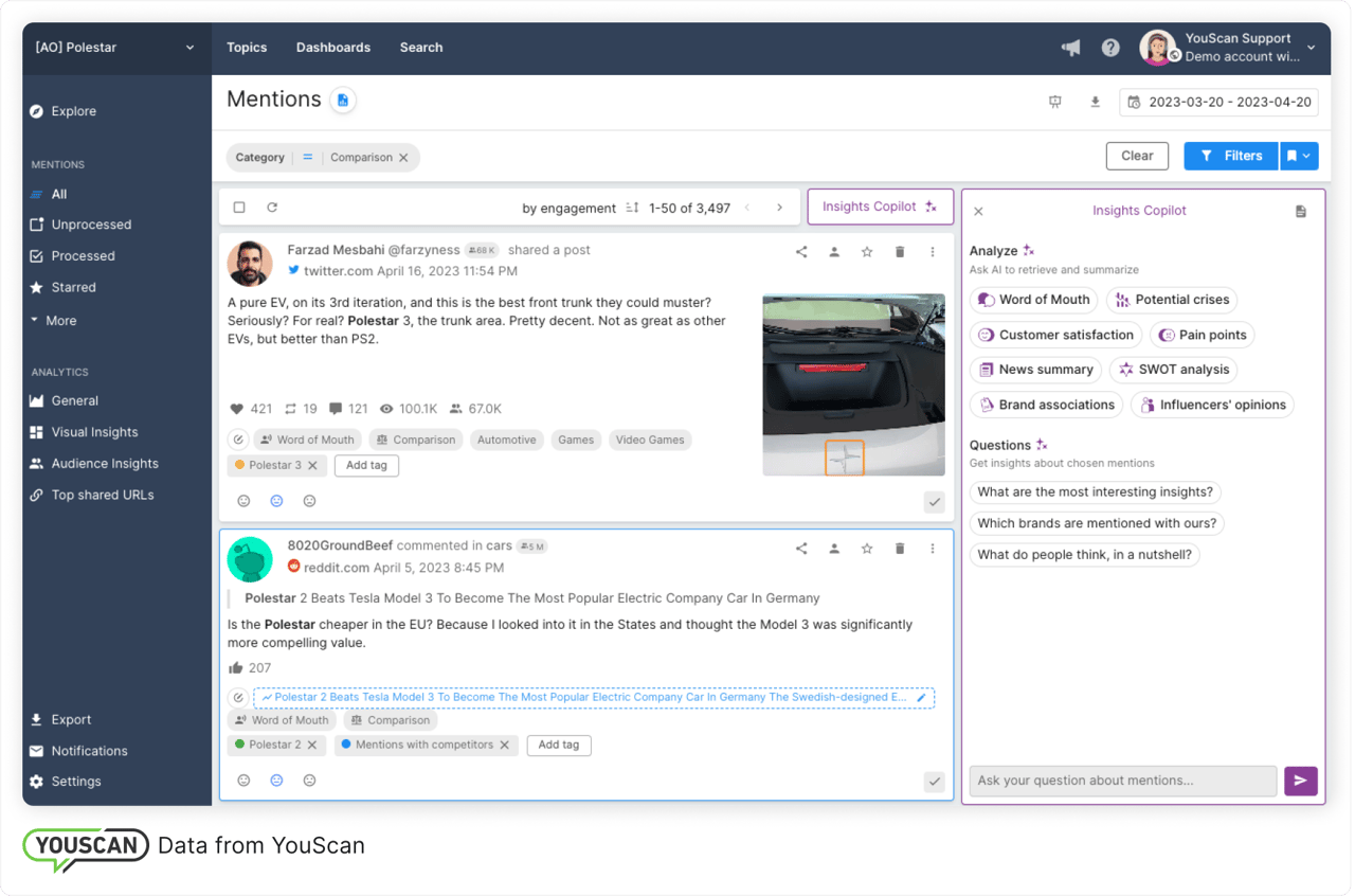 Insights Copilot interface