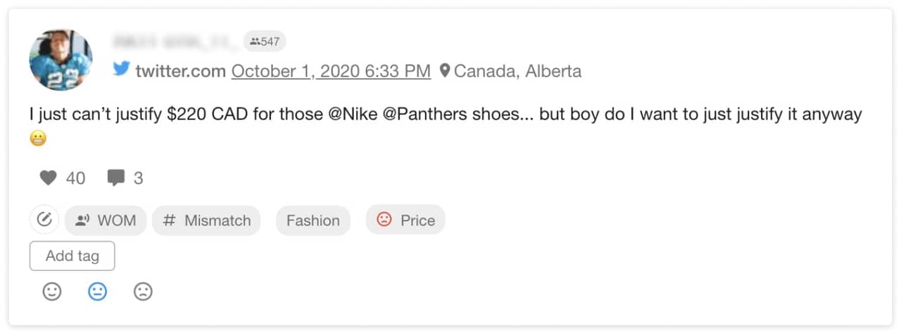 A complaint about the price of Nike