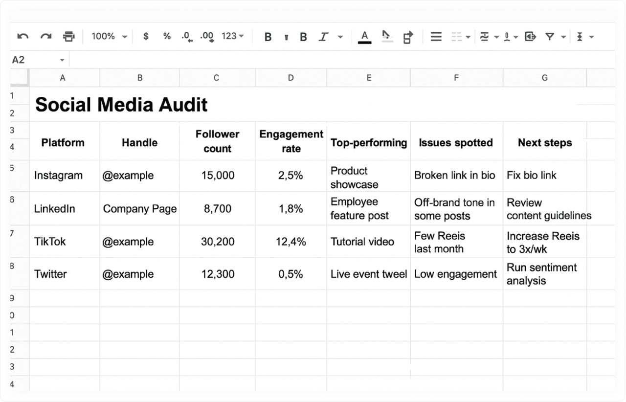 Social media audit examples