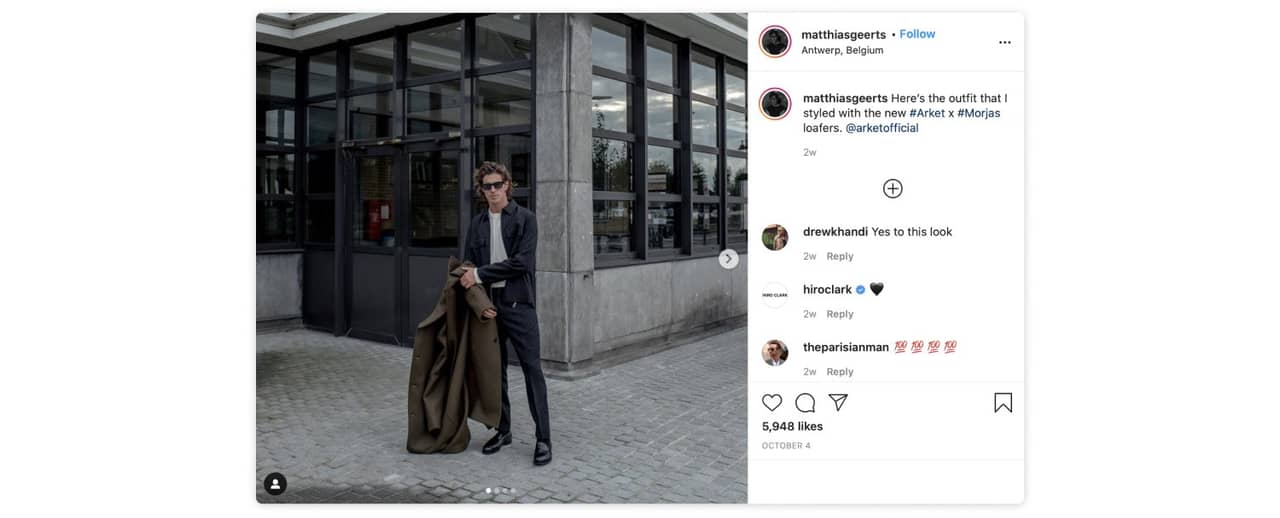 Male influencer wearing Arket