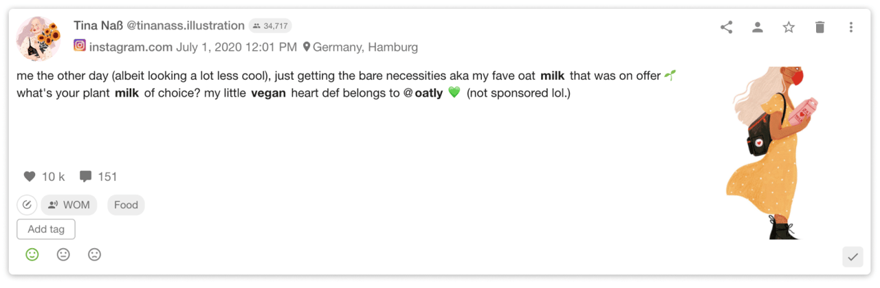 An illustration of oat milk detected by YouScan