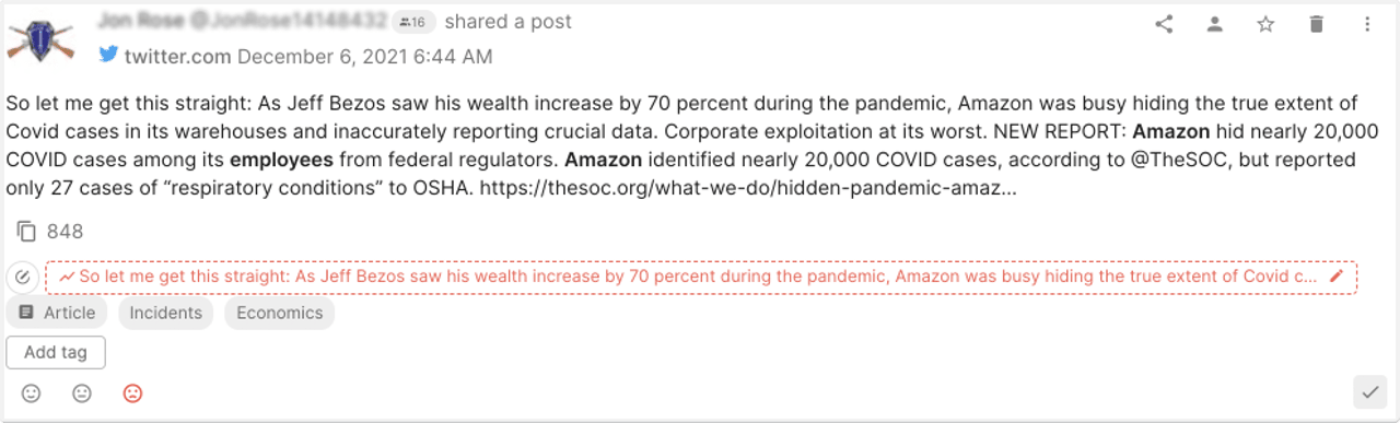 mention about amazon hiding covid cases