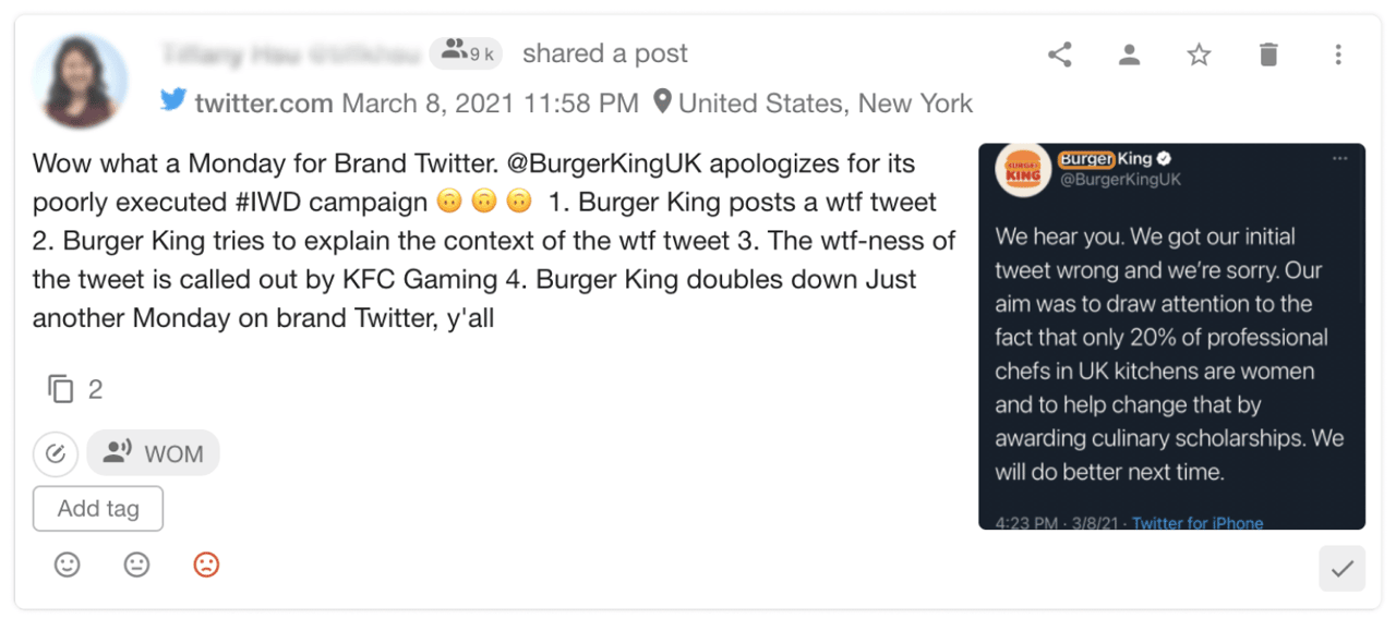 users feedback on burger king campaign found by youscan