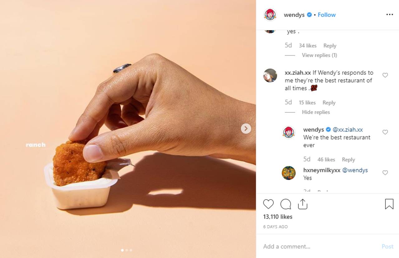 Brand responding to customer comments on Instagram