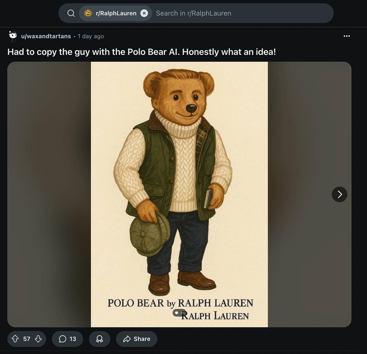 r/RalphLauren/ polo bear AI design thread