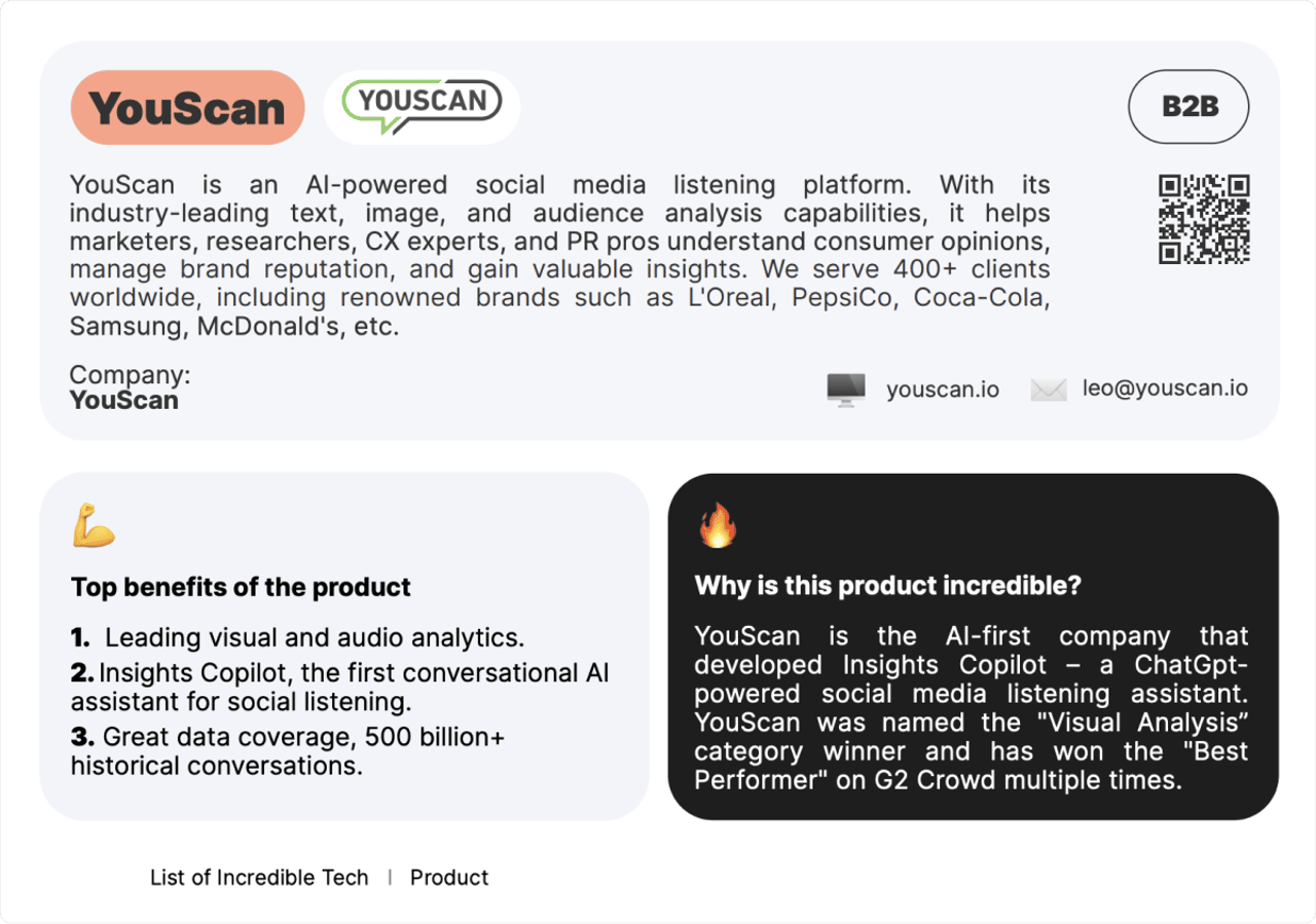 YouScan у каталозі Incredible Tech