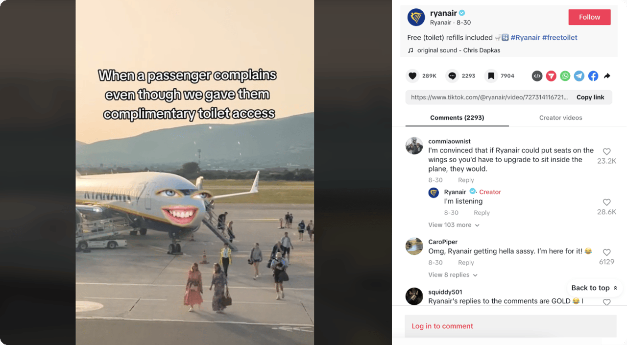 Ryanair uses customers' complaints as inspiration