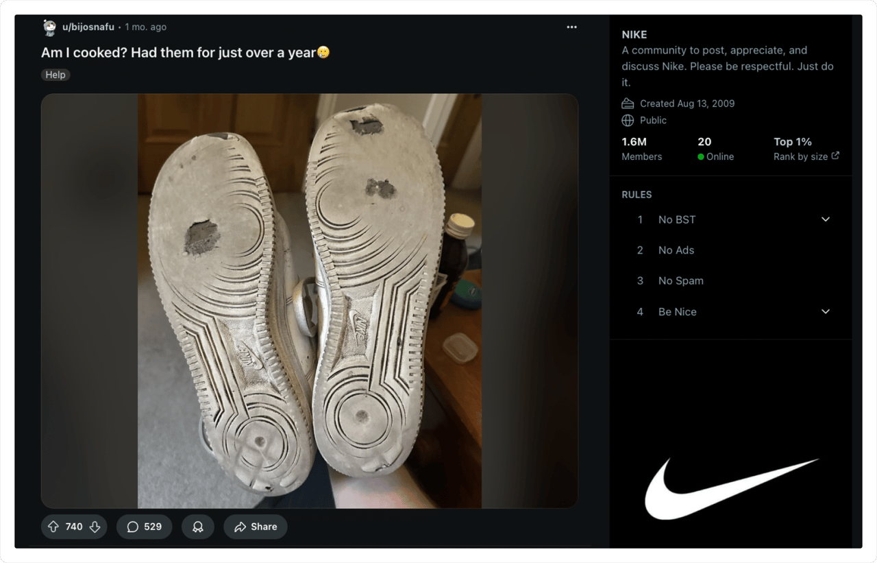 Unhappy customer on Reddit