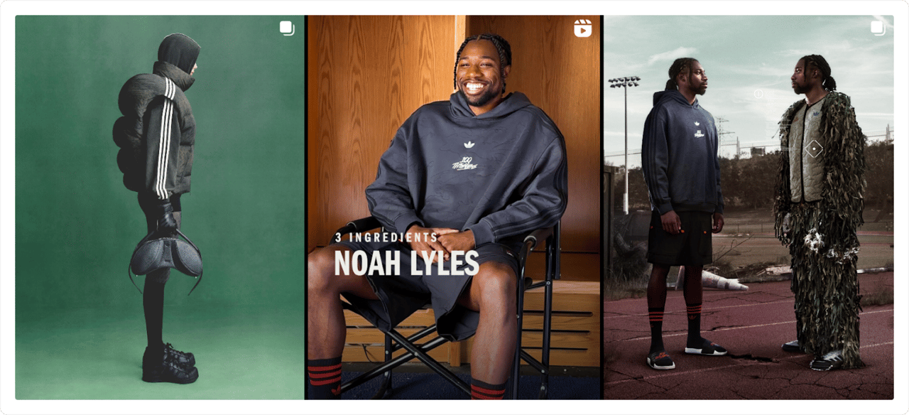 Adidas mixing different post types for higher community engagement