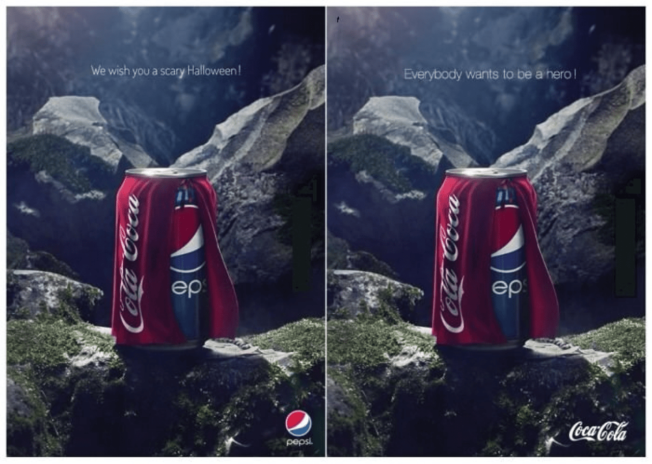 coca cola и pepsi на фоне горы