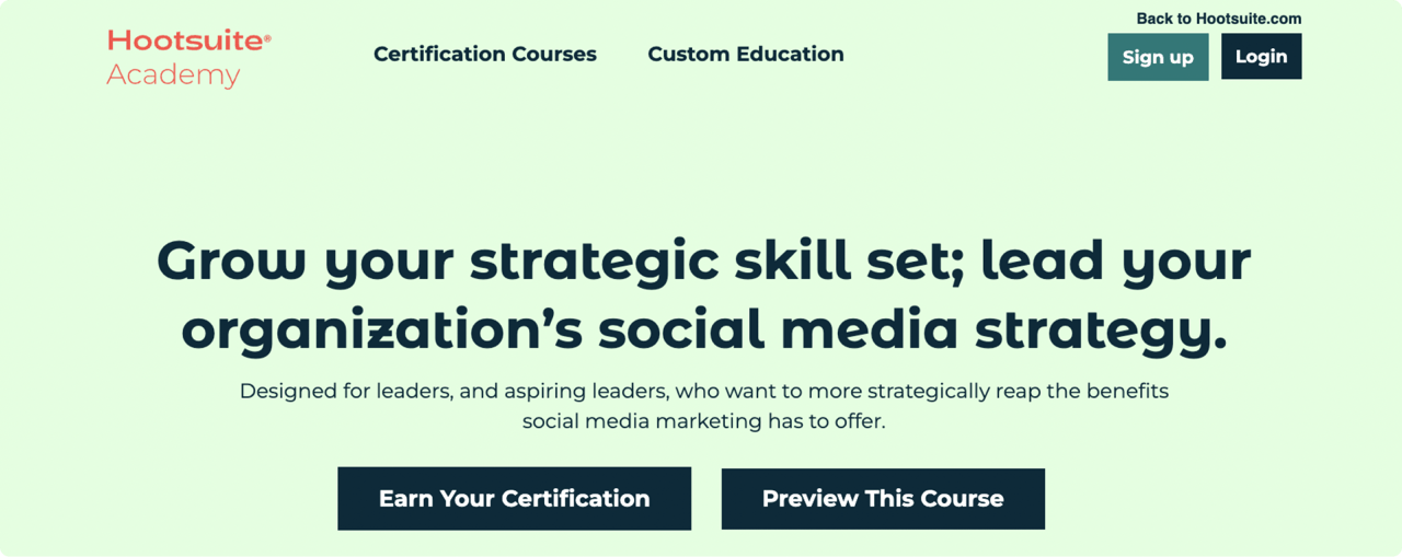 Advanced Social Media Strategy course by Hootsuite Academy