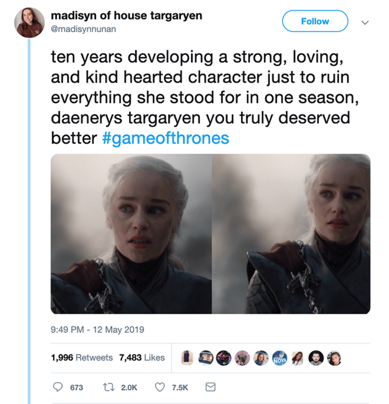 Game of Thrones Season 8 Comments - Twitter Post