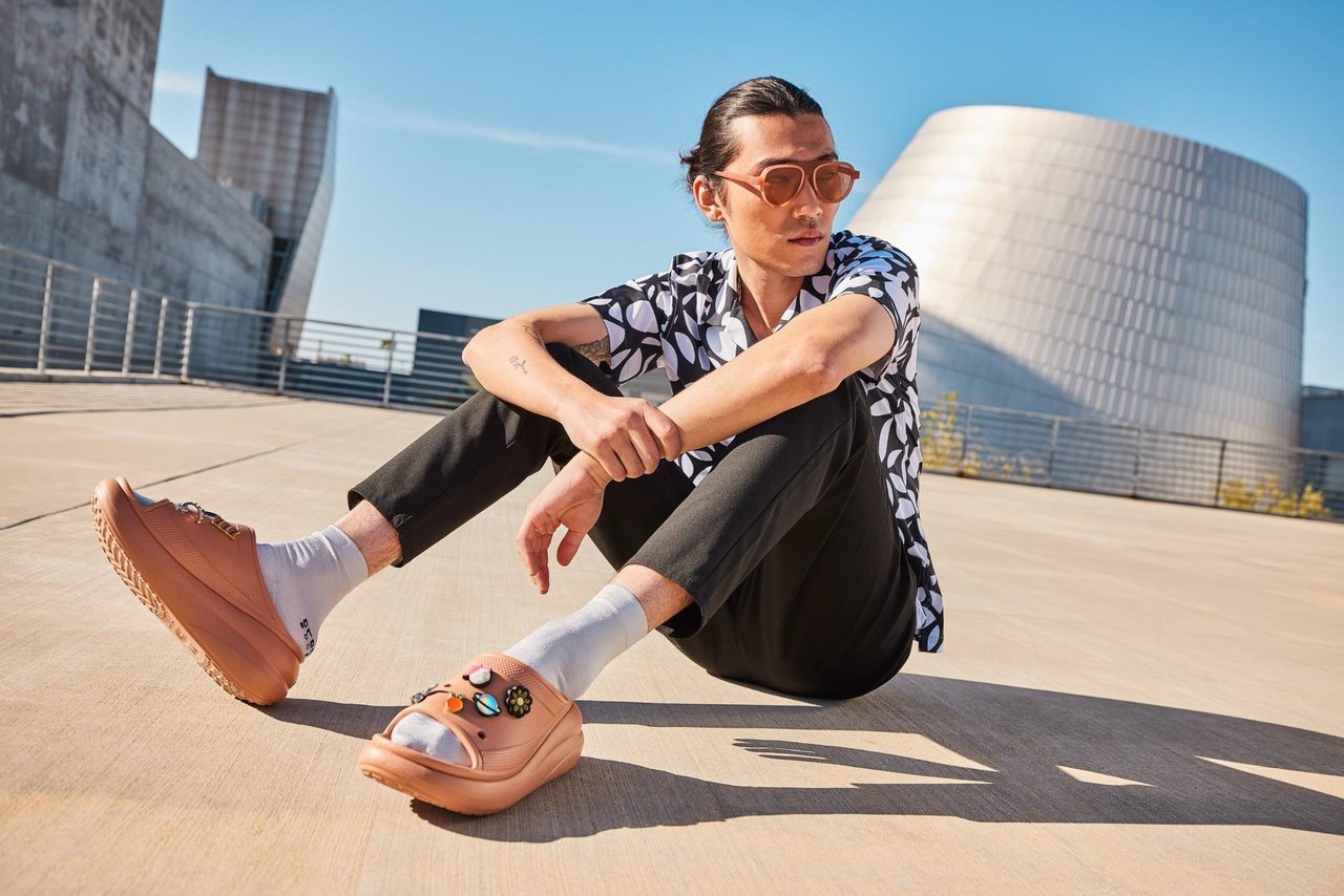 Chris Skiles wearing Crocs as a personalized campaign