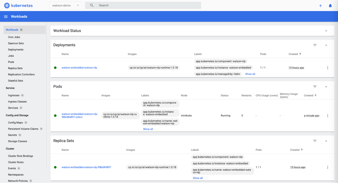 IBM Watson NLP dashboard