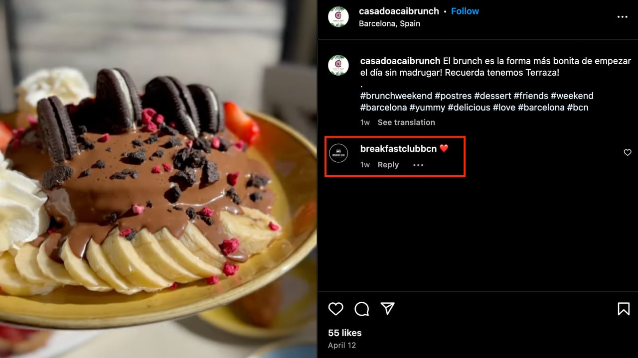 Responding to positive comments on Instagram