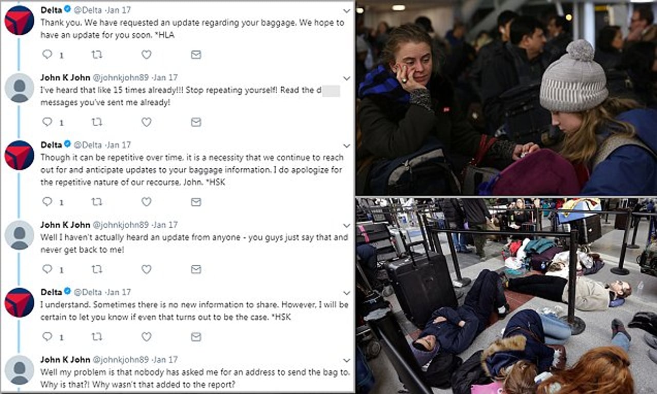 Twitter response to negative feedback from Delta